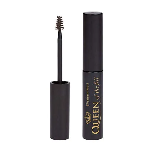 Elizabeth Mott Eyebrow Gel Makeup - Queen of the Fill Brow Tint and Filler - Brush to Fill in Eyebrows and Cover Gray Hairs - Cruelty Free - Dark Medium Brown , 4g