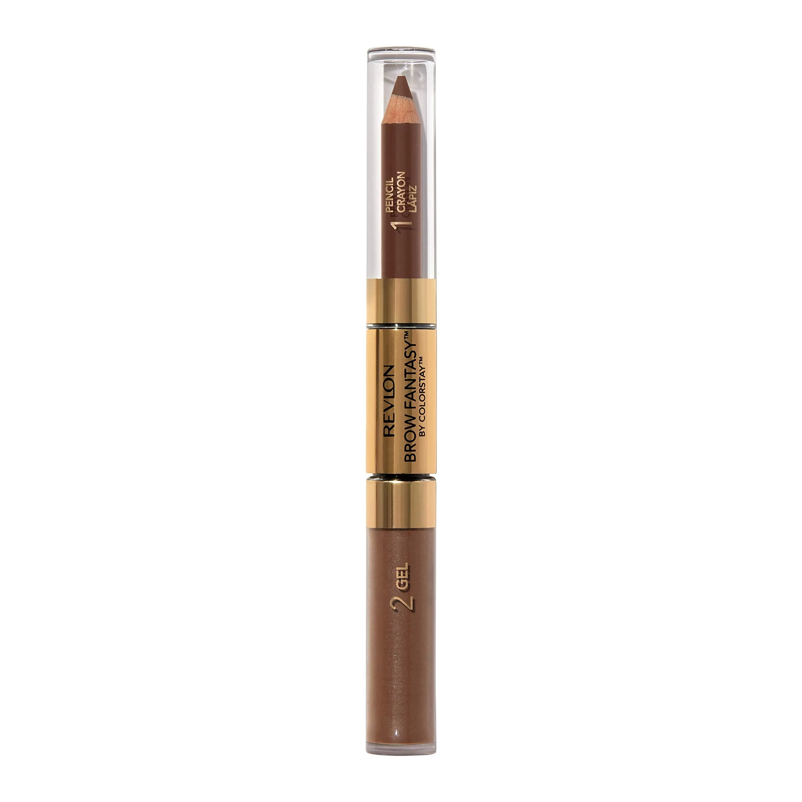 Eyebrow Gel & Pencil by Revlon, ColorStay Brow Fantasy 2-in-1 Eye Makeup, Longwearing with Precision Tip, 105 Brunette, 0.04 Oz